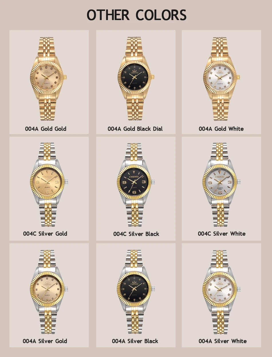 Women Golden & Silver Classic Quartz Watch Female Elegant Clock Luxury Gift Watches Ladies Waterproof Wristwatch