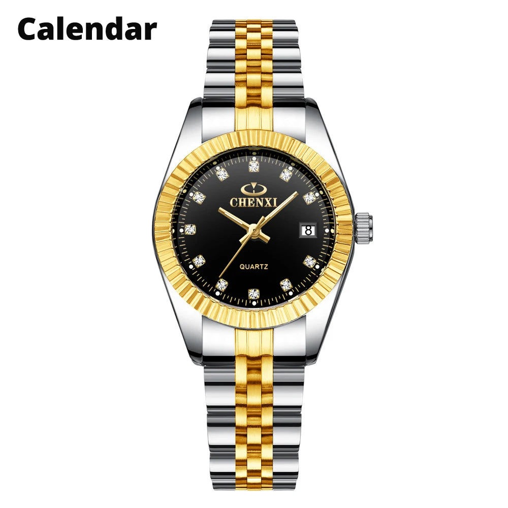 Women Golden & Silver Classic Quartz Watch Female Elegant Clock Luxury Gift Watches Ladies Waterproof Wristwatch
