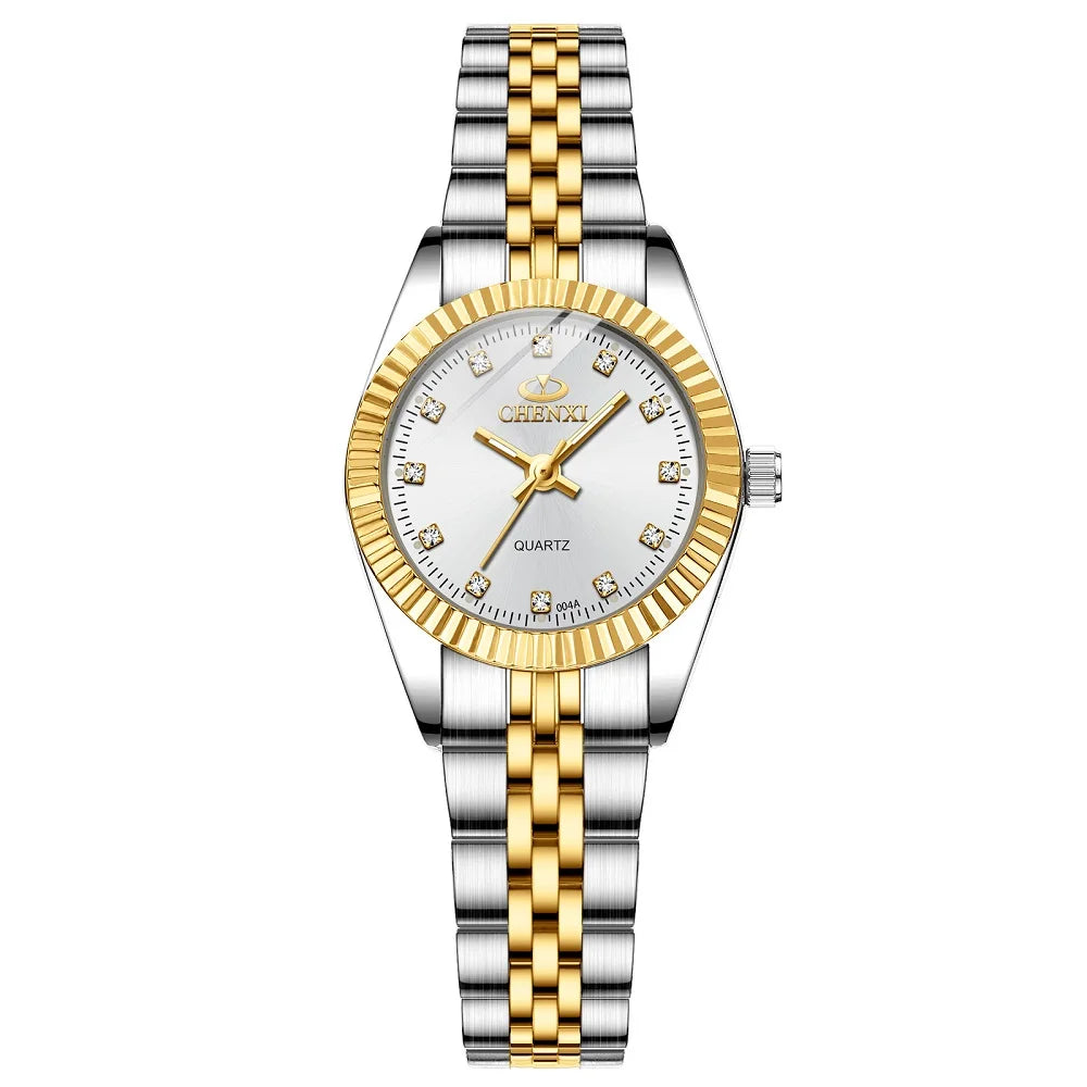 Women Golden & Silver Classic Quartz Watch Female Elegant Clock Luxury Gift Watches Ladies Waterproof Wristwatch