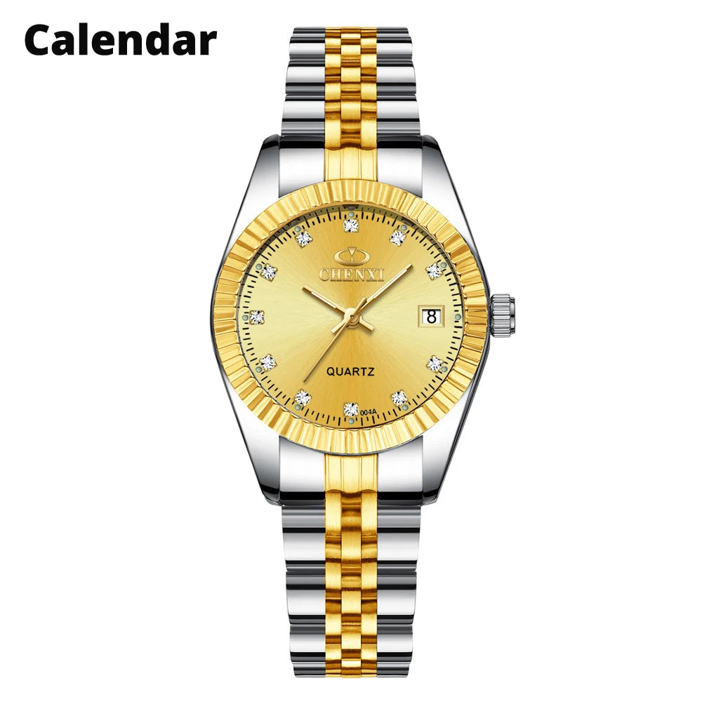 Women Golden & Silver Classic Quartz Watch Female Elegant Clock Luxury Gift Watches Ladies Waterproof Wristwatch