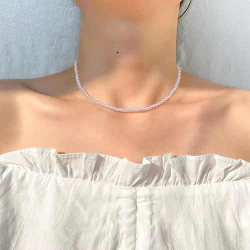 DAXI Beaded Choker Pearl Necklace for Women Gold Color Chain Necklace Pendant Collar Choker Chain Bead Necklace Vintage Jewelry
