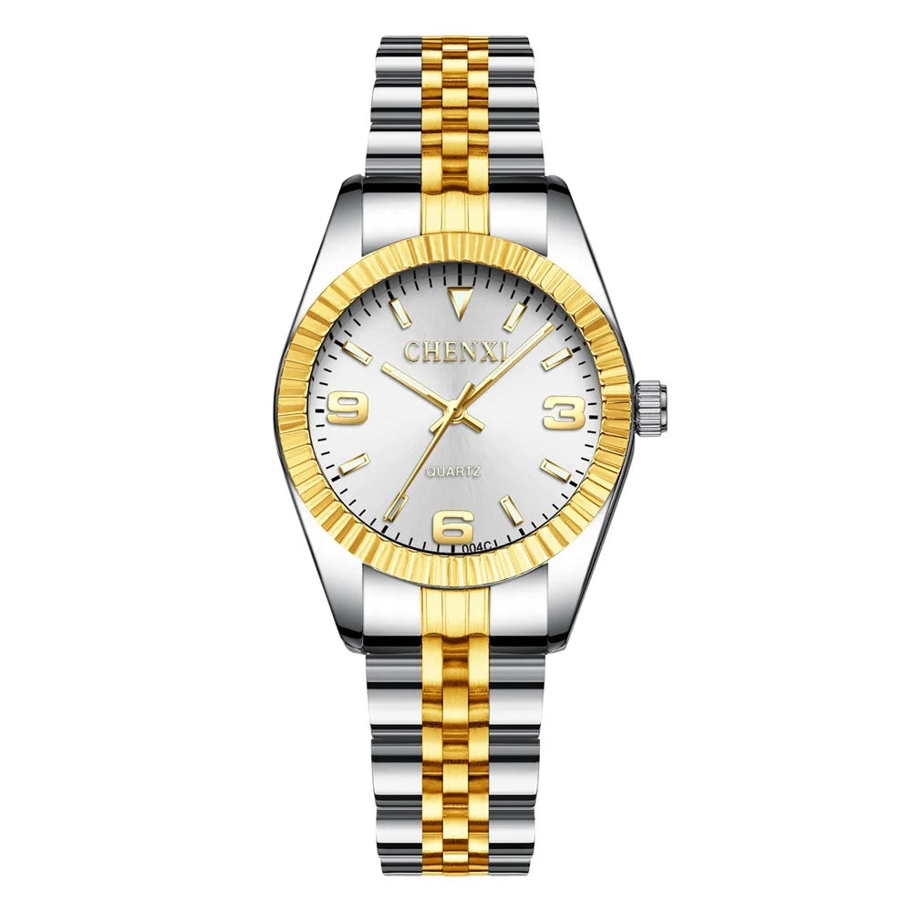 Women Golden & Silver Classic Quartz Watch Female Elegant Clock Luxury Gift Watches Ladies Waterproof Wristwatch