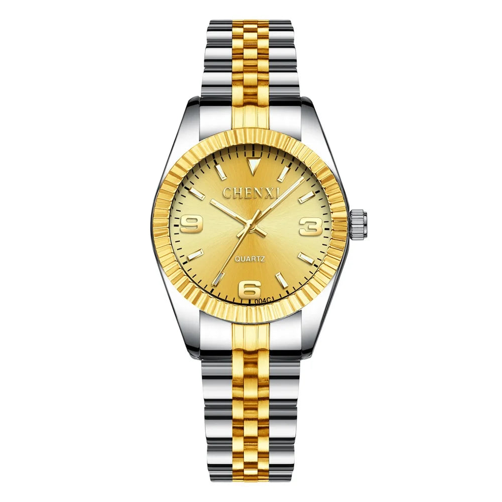 Women Golden & Silver Classic Quartz Watch Female Elegant Clock Luxury Gift Watches Ladies Waterproof Wristwatch